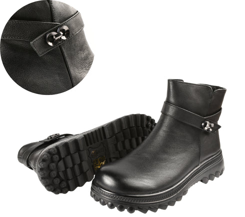 Ghete casual, dama, FORMAZIONE, 536 negru, piele naturala